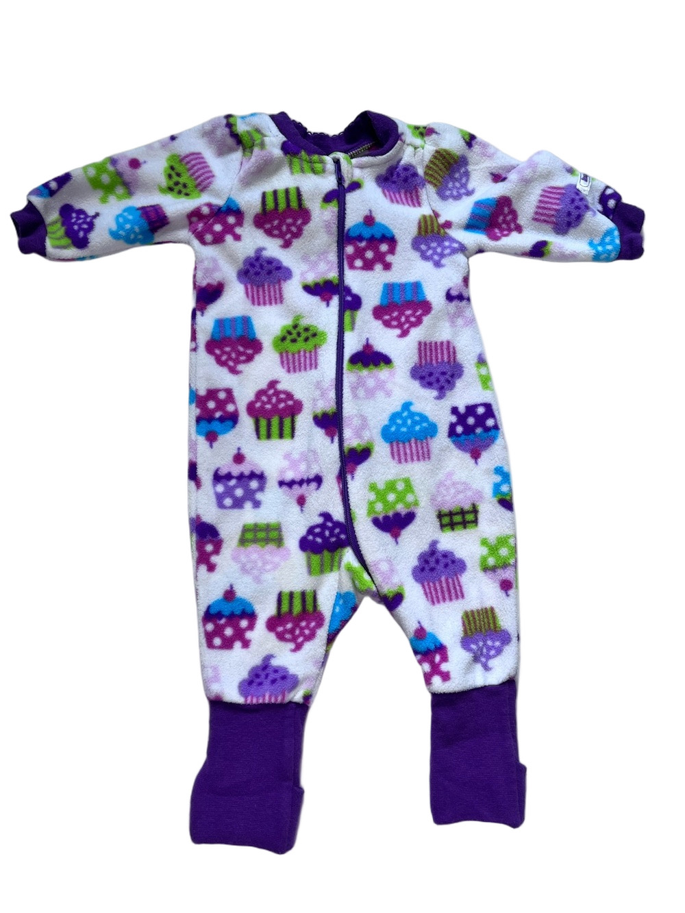 Vintage Snugabye Convert a Foot Cupcake Print Fleece One-Piece Sleeper 0-3 Month